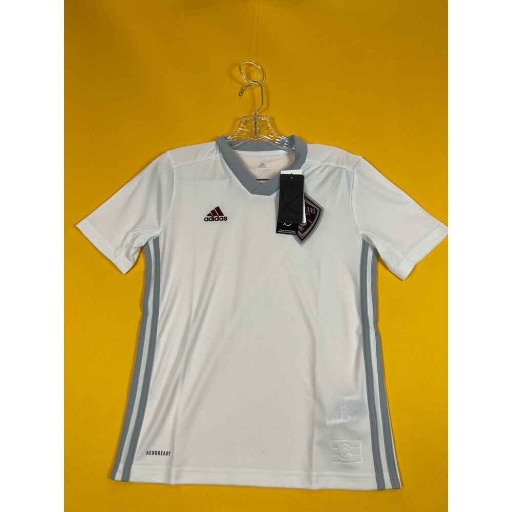 Adidas Colorado Rapids Football Jersey Top Boys Youth M 11-12Y White Gray NWT